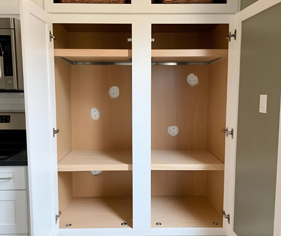 Cover any holes inside the cabinets properly